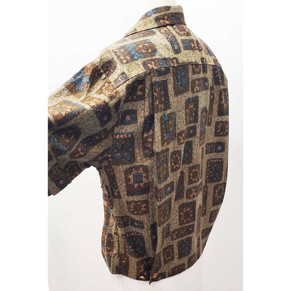 Stan Hicks Mens Hawaiian Casuals Vintage 50s Cropped Shirt Tiki Back Pleats M/L - Picture 6 of 9